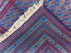 3x5 Vintage Beljik Mawrai Gul Red and Blue Afghan Handmade Rug, Rug for Living Room, Bedroom Rug, Collectible item, Farmhouse Rug 5x3.4