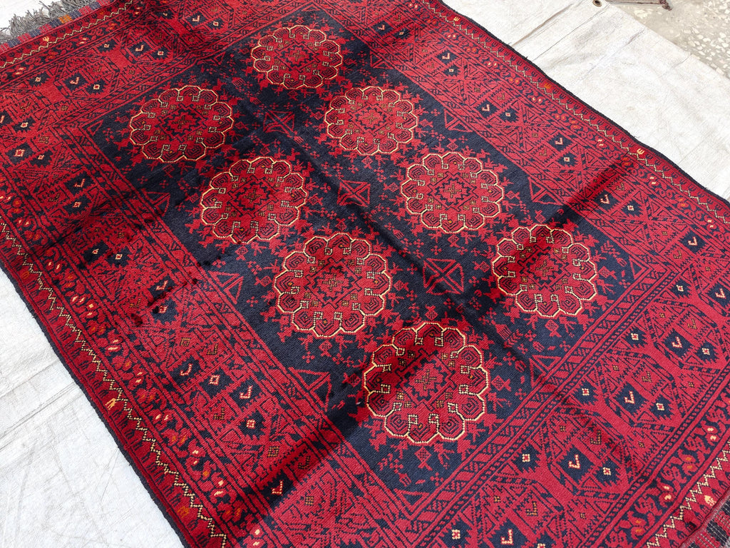 3x5 Vintage Patmos Gul Afghan Handmade Rug, Rugs For living Room, Bedroom Rug, Entryway Rug, Geometric Rug, Collectible Rug, 5x3.4 ft