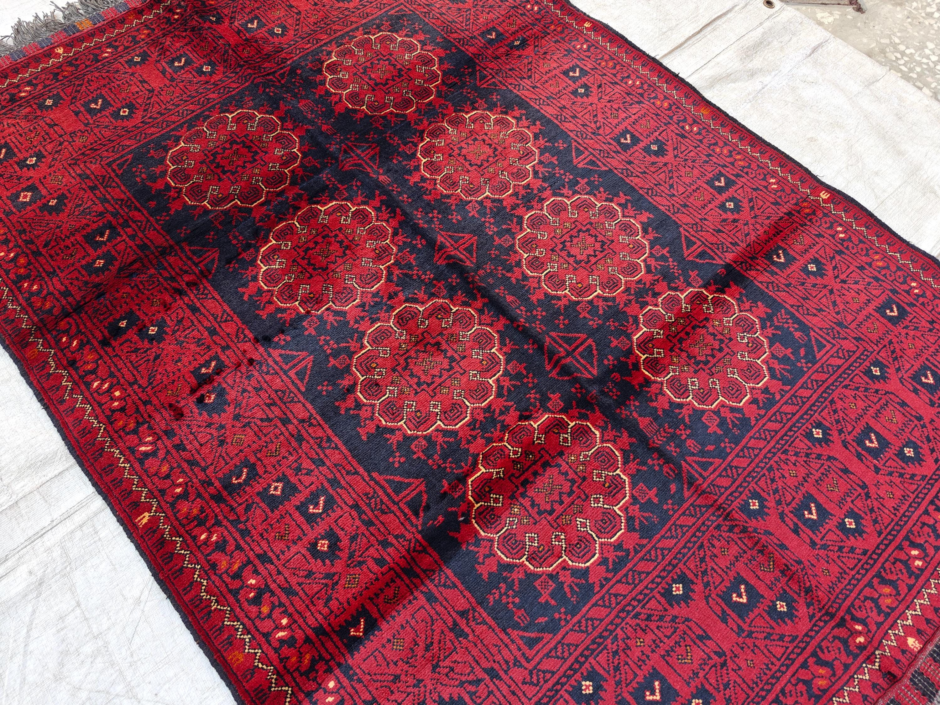 3x5 Vintage Patmos Gul Afghan Handmade Rug, Rugs For living Room, Bedroom Rug, Entryway Rug, Geometric Rug, Collectible Rug, 5x3.4 ft