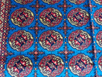 5x7 Authentic Mowrai Gul Rug Navy Blue Handwoven Turkmen Carpet with Traditional Design, Living Room Rug, Bedroom Rug, Boho Home Decor