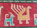 Handmade Afghan Chobi Rug 7.8x5.9 ft Geometric Tribal Pattern with Animal Motifs, Bohemian Decor, Unique Oriental Area Carpet