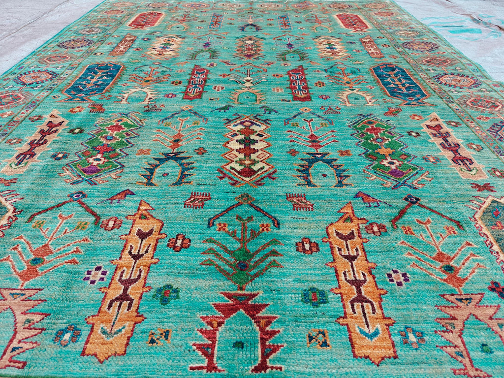Chobi Rug Floral Pattern - Handwoven Wool Carpet, 7.11 x 5.9 ft, Authentic Persian Area Rug, Living Room Rug, Bedroom Rug, Boho Home Decor