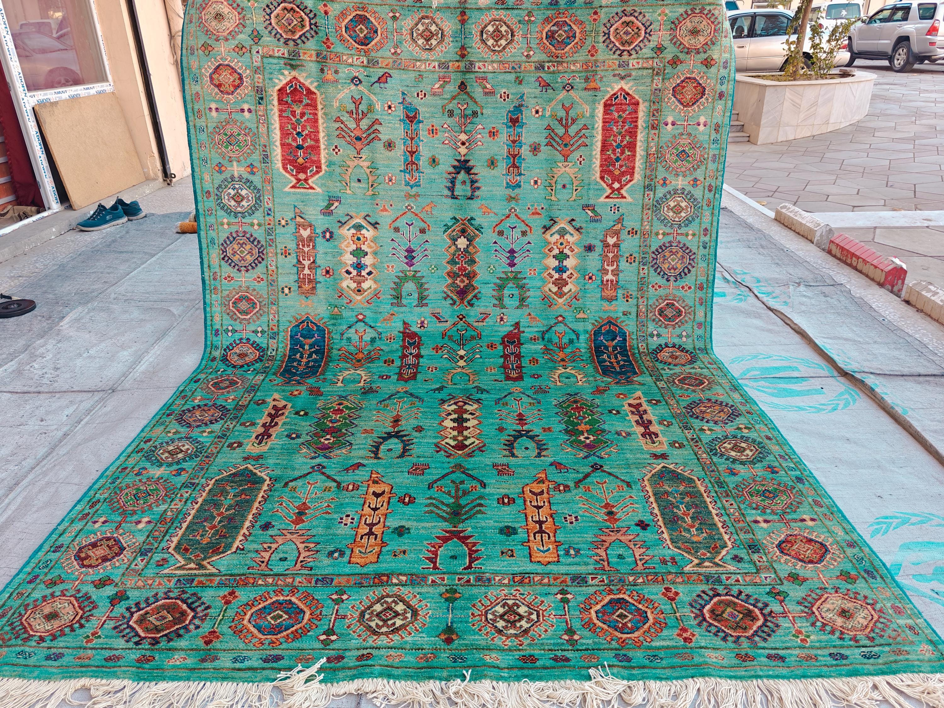 Chobi Rug Floral Pattern - Handwoven Wool Carpet, 7.11 x 5.9 ft, Authentic Persian Area Rug, Living Room Rug, Bedroom Rug, Boho Home Decor