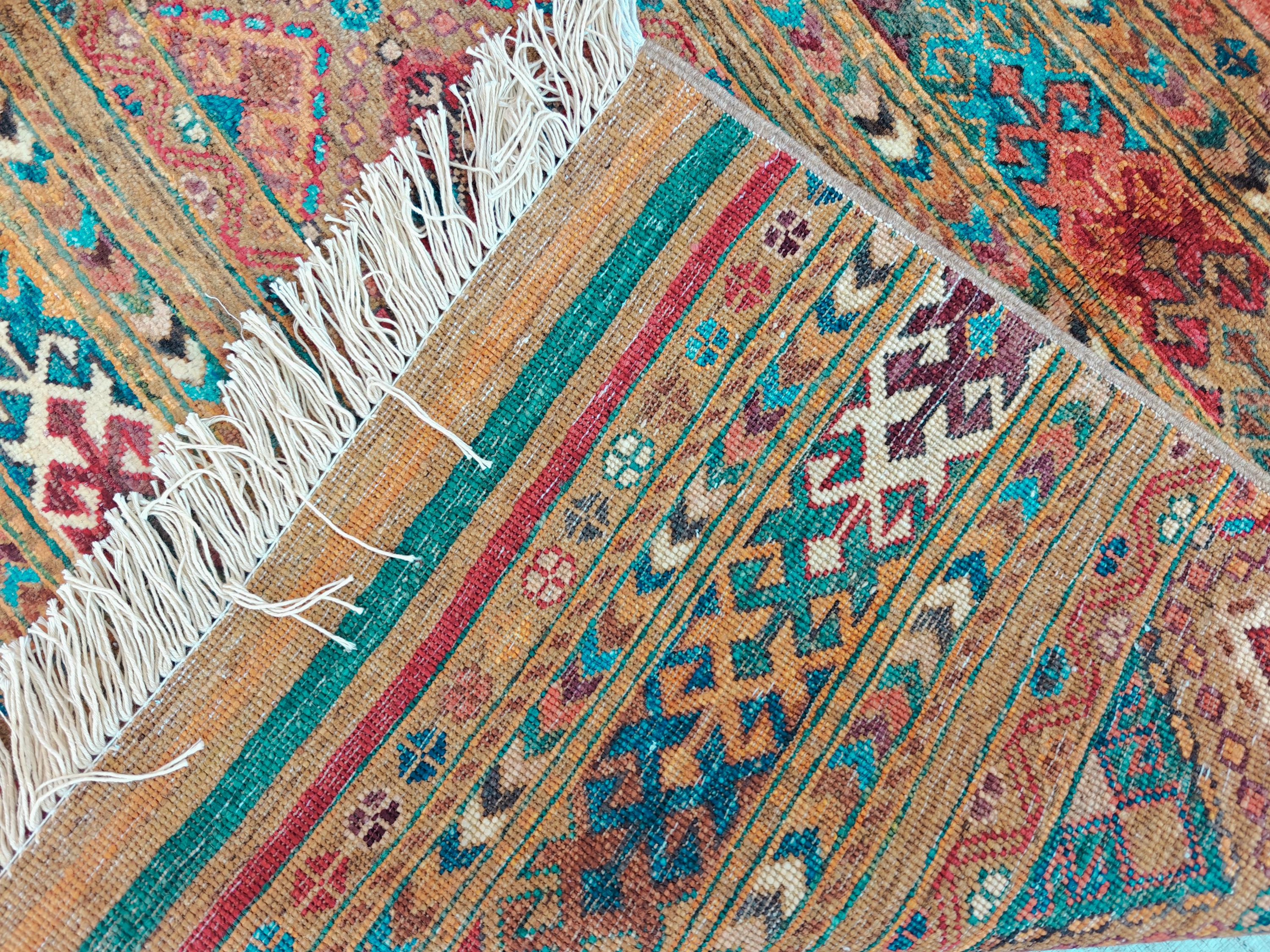 6x8 Handwoven Tribal – Multicolor Striped & Geometric Design – Afghan Caucasian Style Wool Rug – Bohemian Area Carpet – Rustic Home Decor