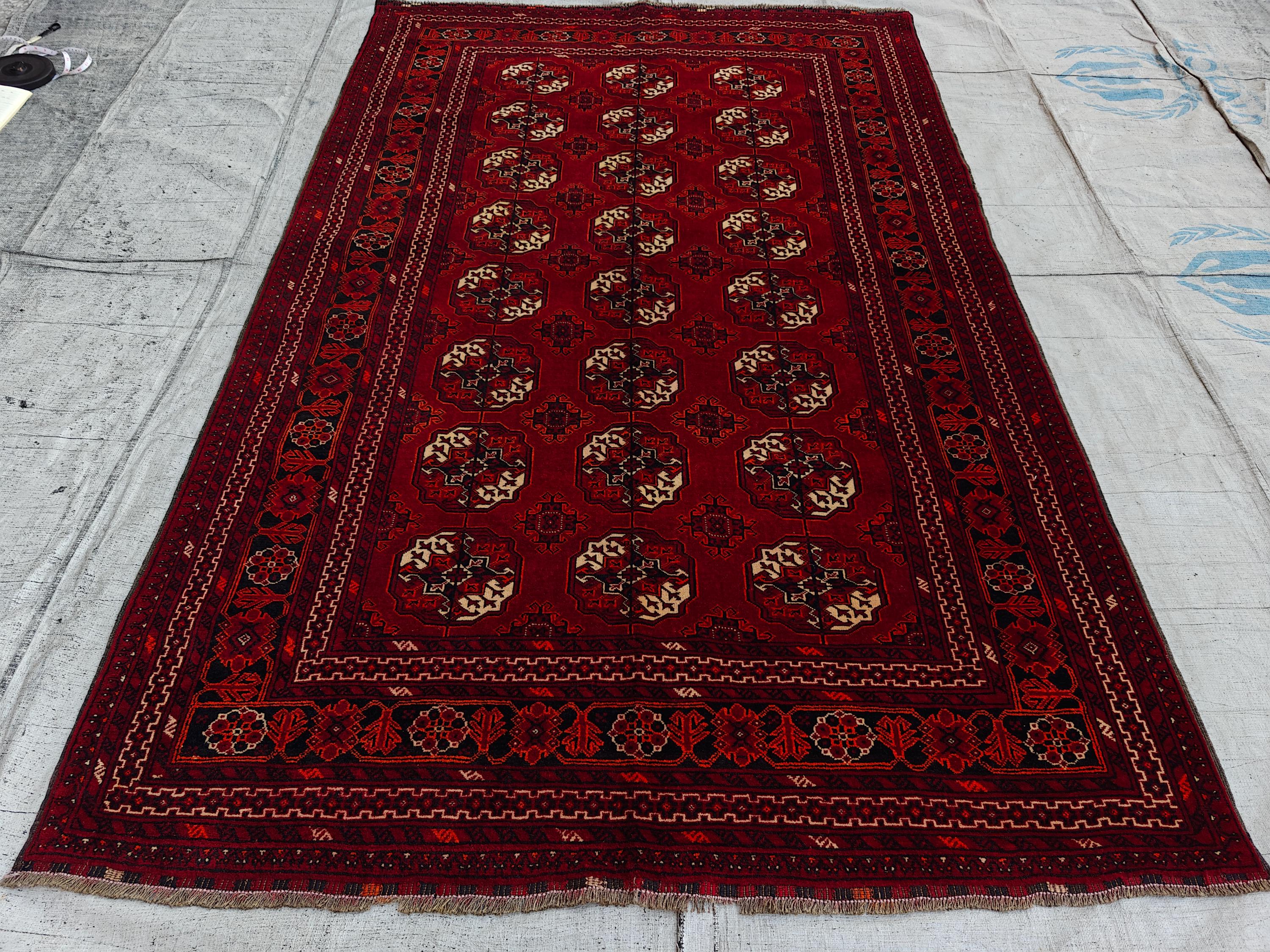 7.11x4.10 Ft Antique fine Red Ahal Gull Soft Area Rug, Amazing Afghan Hand Knotted Wool Rug, Turkmen Oriental Rug, Living Room Rug,