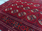 7.11x4.10 Ft Antique fine Red Ahal Gull Soft Area Rug, Amazing Afghan Hand Knotted Wool Rug, Turkmen Oriental Rug, Living Room Rug,