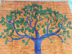 8x6 Handmade Rug with Tree Pattern- Wool Carpet, Unique Nature-Inspired Design, Artisan Crafted, Authentic Area Rug, Home Decor Rug 7.10x5.5