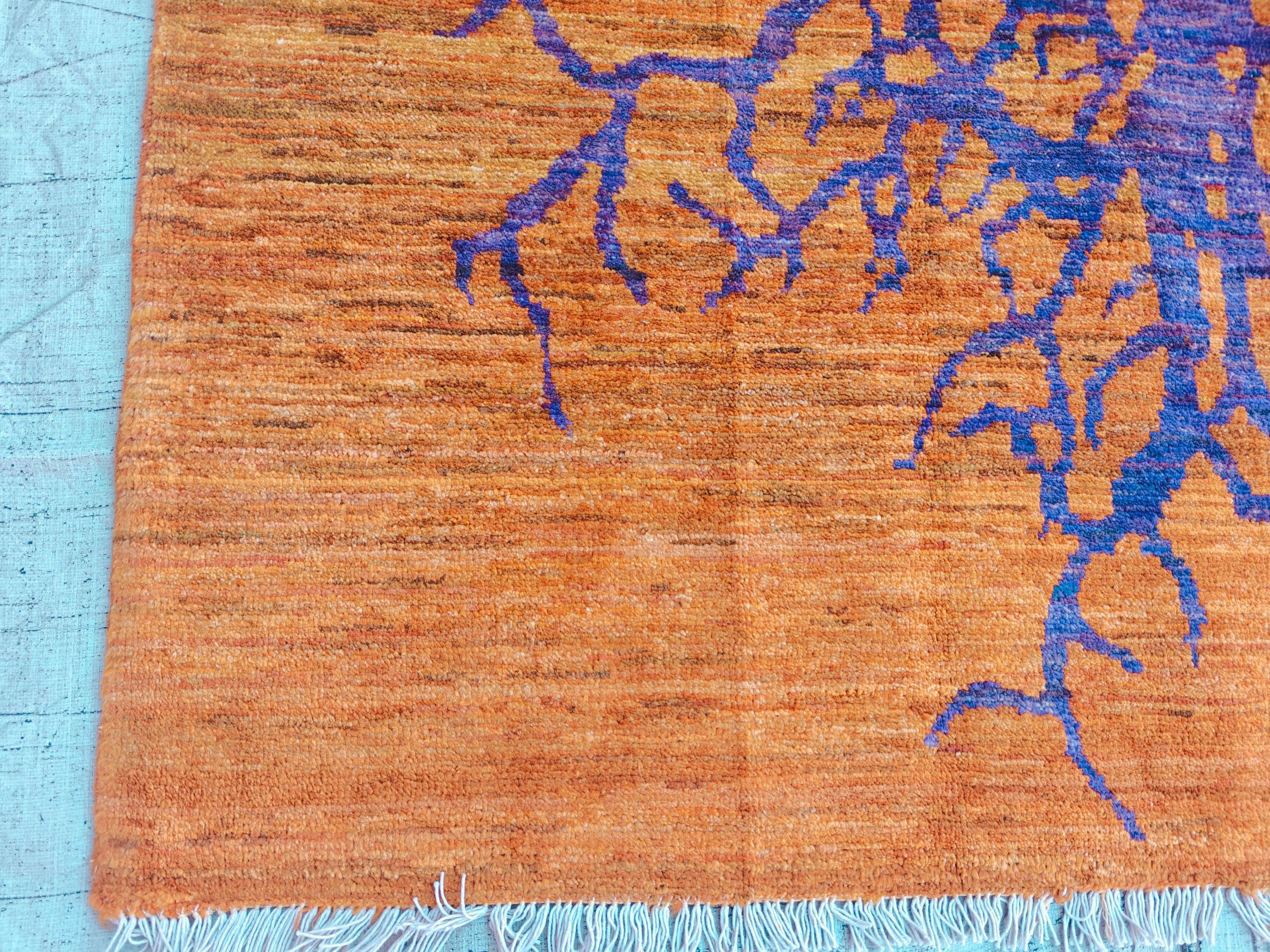 8x6 Handmade Rug with Tree Pattern- Wool Carpet, Unique Nature-Inspired Design, Artisan Crafted, Authentic Area Rug, Home Decor Rug 7.10x5.5