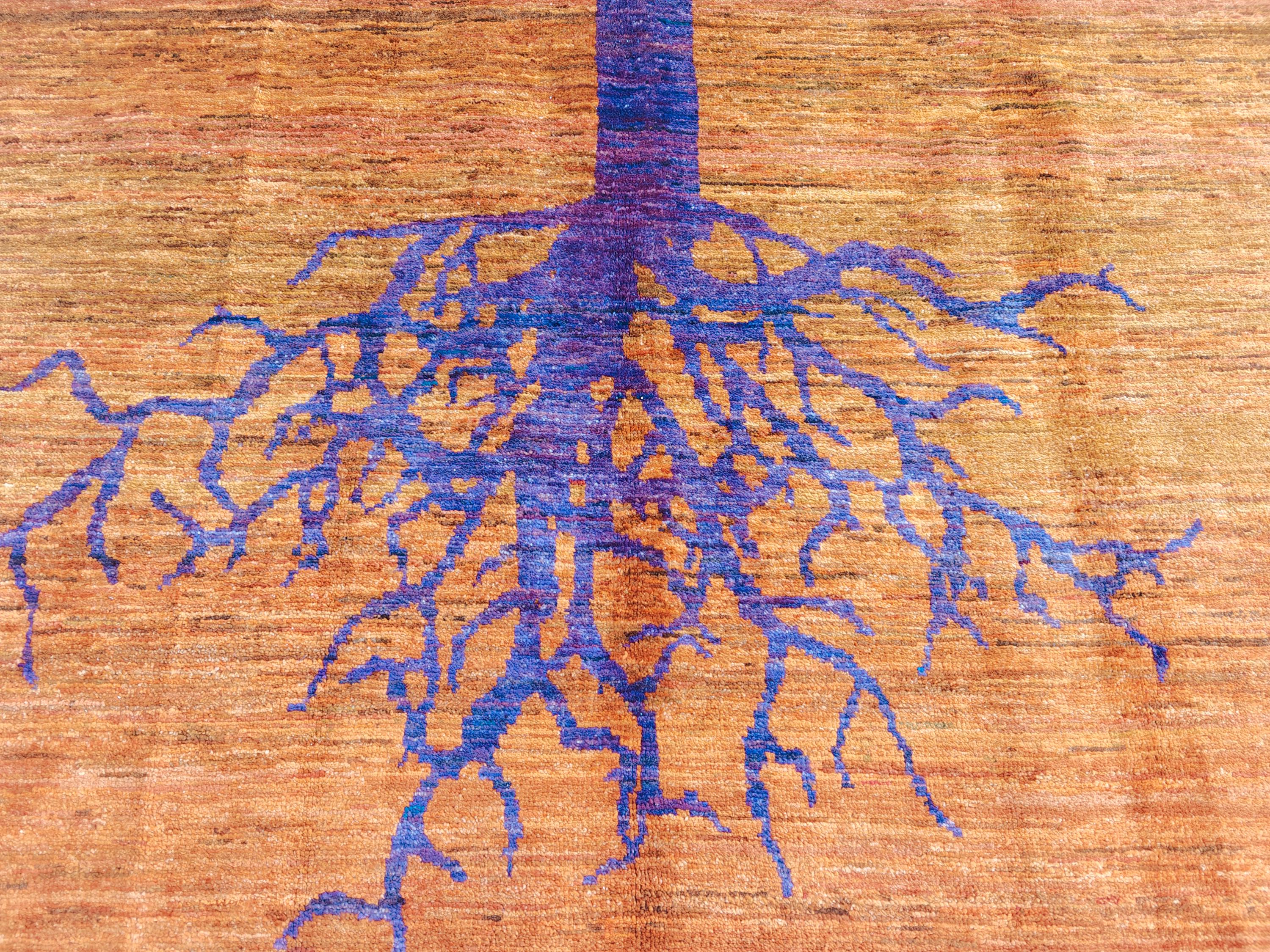 8x6 Handmade Rug with Tree Pattern- Wool Carpet, Unique Nature-Inspired Design, Artisan Crafted, Authentic Area Rug, Home Decor Rug 7.10x5.5
