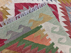 16ft Long Kilim Runner Rug –Turkmen Handmade Afghan Wool Hallway Carpet–Farmhouse Entryway or Kitchen Runner –Tribal Flatweave Rug 486x74 cm