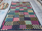 Afghan Kilim Rug – 6x10ft, Handmade Wool Flat Weave Carpet – Vintage Boho Tribal Rug for Living Room, Bedroom, or Kitchen 300x194 cm