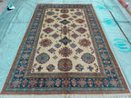 Handmade Afghan Chobi Rug 7x6 ft – Traditional Natural Dyes & Wool Oriental Carpet, Farmhouse Rug, Living Room Rug, Office Rug