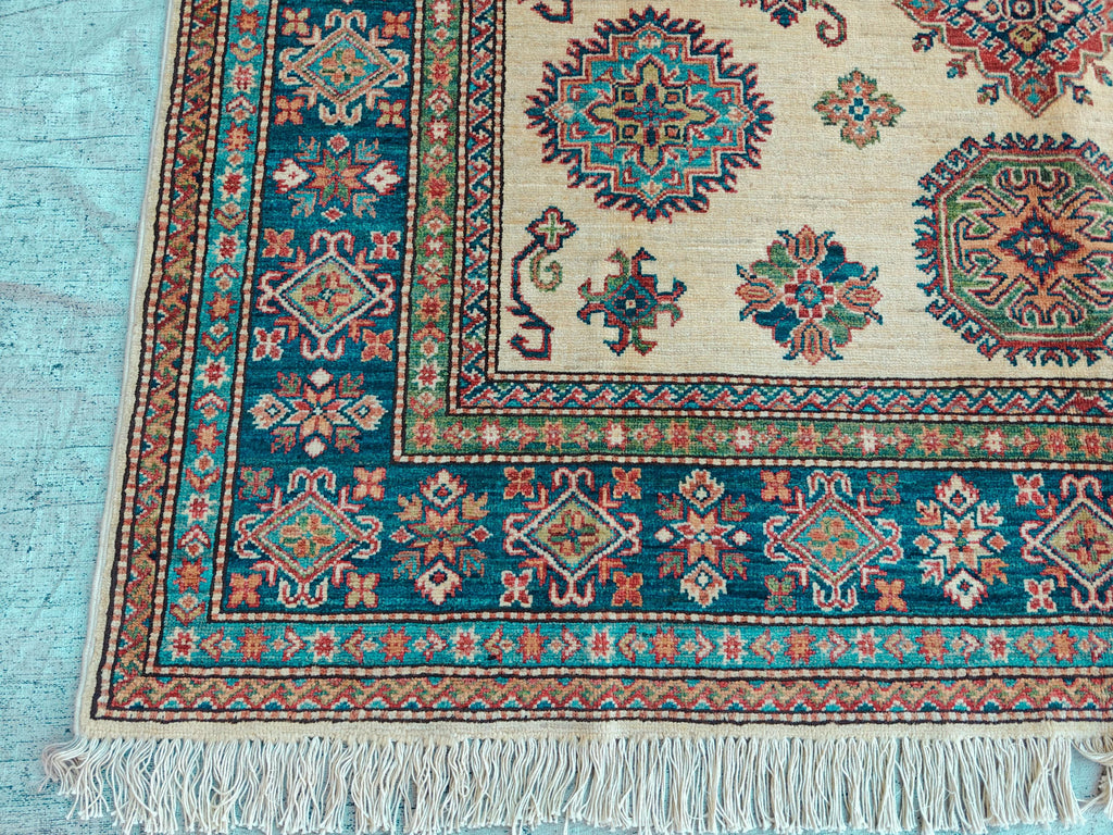 Handmade Afghan Chobi Rug 7x6 ft – Traditional Natural Dyes & Wool Oriental Carpet, Farmhouse Rug, Living Room Rug, Office Rug