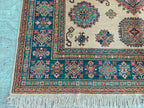 Handmade Afghan Chobi Rug 7x6 ft – Traditional Natural Dyes & Wool Oriental Carpet, Farmhouse Rug, Living Room Rug, Office Rug