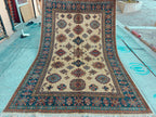 Handmade Afghan Chobi Rug 7x6 ft – Traditional Natural Dyes & Wool Oriental Carpet, Farmhouse Rug, Living Room Rug, Office Rug