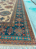 Handmade Afghan Chobi Rug 7x6 ft – Traditional Natural Dyes & Wool Oriental Carpet, Farmhouse Rug, Living Room Rug, Office Rug