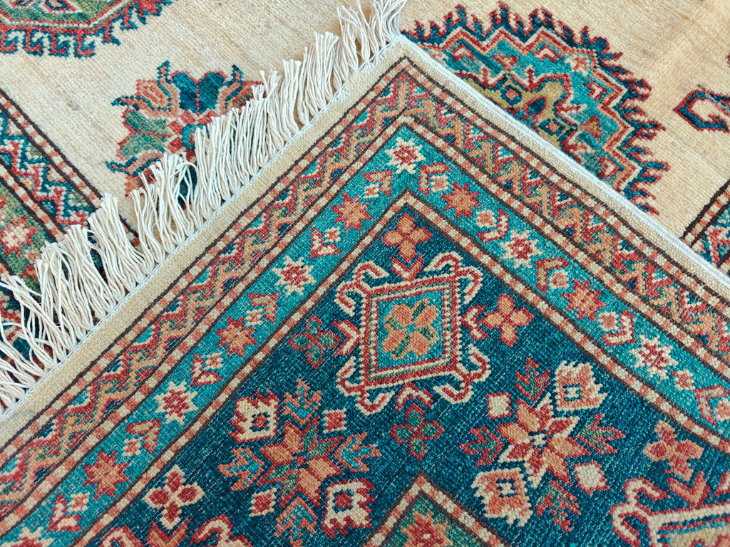 Handmade Afghan Chobi Rug 7x6 ft – Traditional Natural Dyes & Wool Oriental Carpet, Farmhouse Rug, Living Room Rug, Office Rug