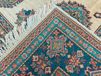 Handmade Afghan Chobi Rug 7x6 ft – Traditional Natural Dyes & Wool Oriental Carpet, Farmhouse Rug, Living Room Rug, Office Rug