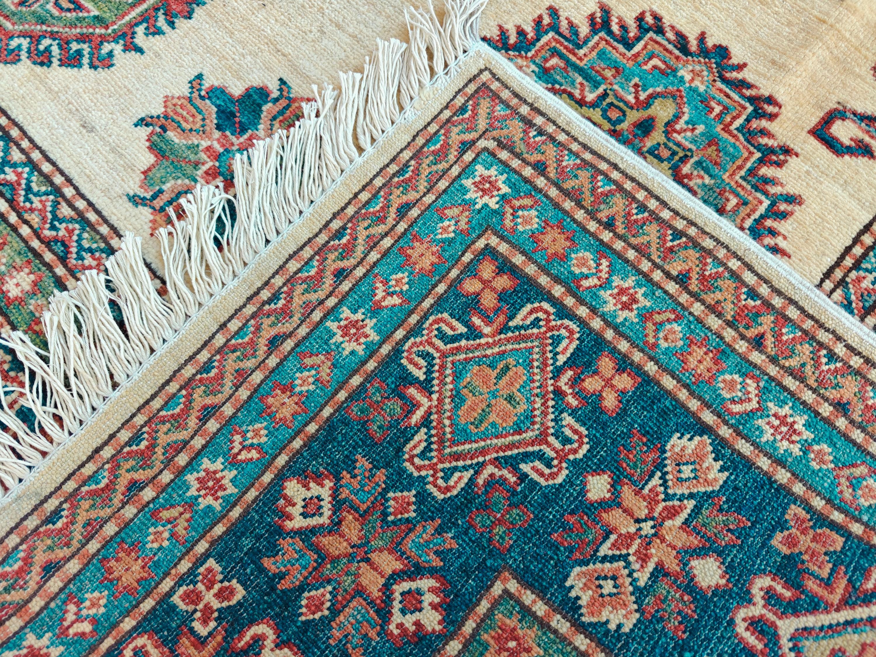 Handmade Afghan Chobi Rug 7x6 ft – Traditional Natural Dyes & Wool Oriental Carpet, Farmhouse Rug, Living Room Rug, Office Rug