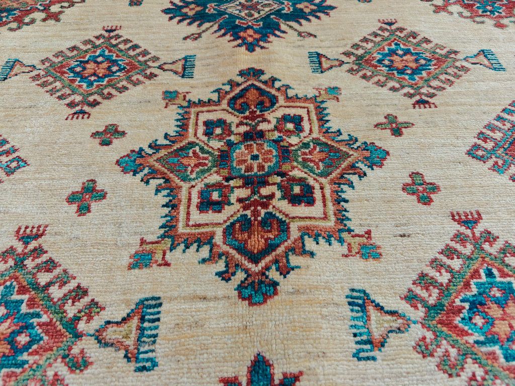 Handmade Afghan Chobi Rug 7x6 ft – Traditional Natural Dyes & Wool Oriental Carpet, Farmhouse Rug, Living Room Rug, Office Rug