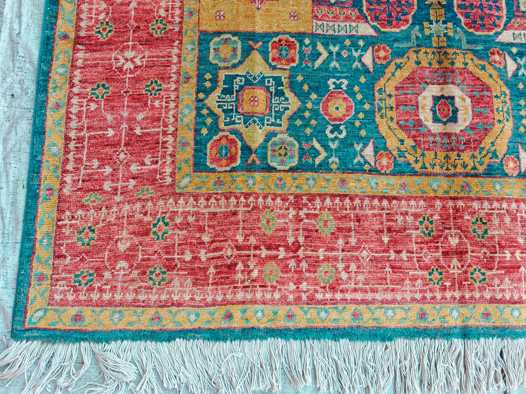 6.9x5.1 ft Handmade Mamluk Chobi Rug, Afghan Oriental Carpet, Natural Dyes, Premium Wool, Farmhouse Rug, living Room rug