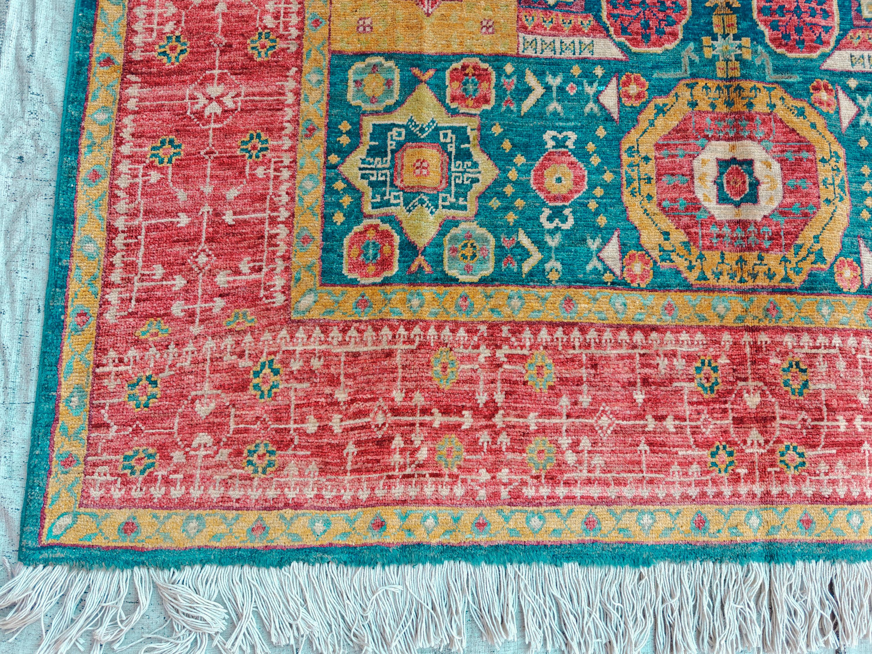 6.9x5.1 ft Handmade Mamluk Chobi Rug, Afghan Oriental Carpet, Natural Dyes, Premium Wool, Farmhouse Rug, living Room rug