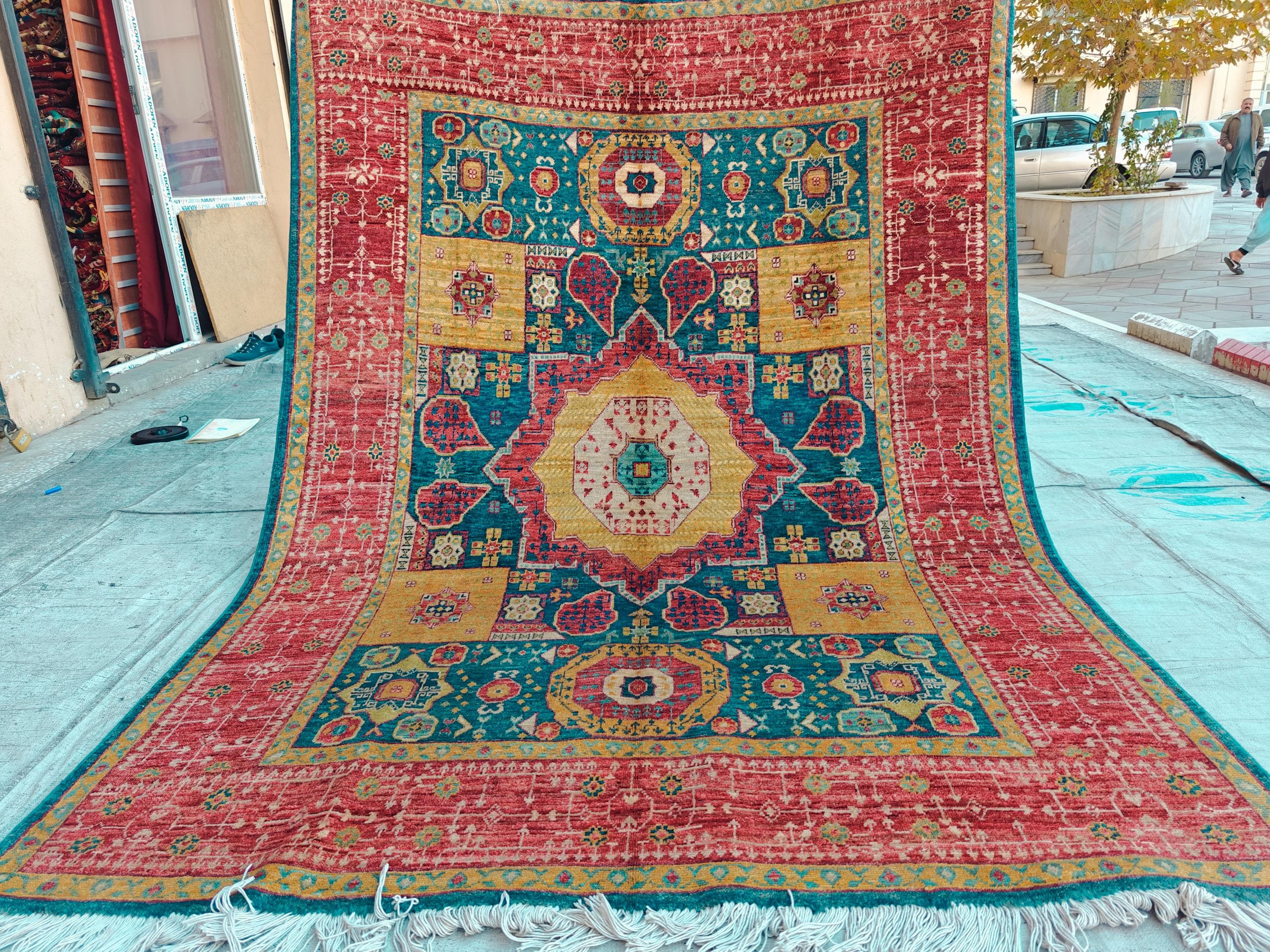 6.9x5.1 ft Handmade Mamluk Chobi Rug, Afghan Oriental Carpet, Natural Dyes, Premium Wool, Farmhouse Rug, living Room rug