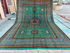 7x10 Aqua Green Handmade Mamluk Chobi Rug –Afghan Wool Carpet, Natural Dyes, Oriental Floor Rug, Living Room Rug, Farmhouse Rug, Bedroom Rug