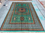 7x10 Aqua Green Handmade Mamluk Chobi Rug –Afghan Wool Carpet, Natural Dyes, Oriental Floor Rug, Living Room Rug, Farmhouse Rug, Bedroom Rug