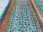 7x10 Aqua Green Handmade Mamluk Chobi Rug –Afghan Wool Carpet, Natural Dyes, Oriental Floor Rug, Living Room Rug, Farmhouse Rug, Bedroom Rug
