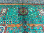 7x10 Aqua Green Handmade Mamluk Chobi Rug –Afghan Wool Carpet, Natural Dyes, Oriental Floor Rug, Living Room Rug, Farmhouse Rug, Bedroom Rug