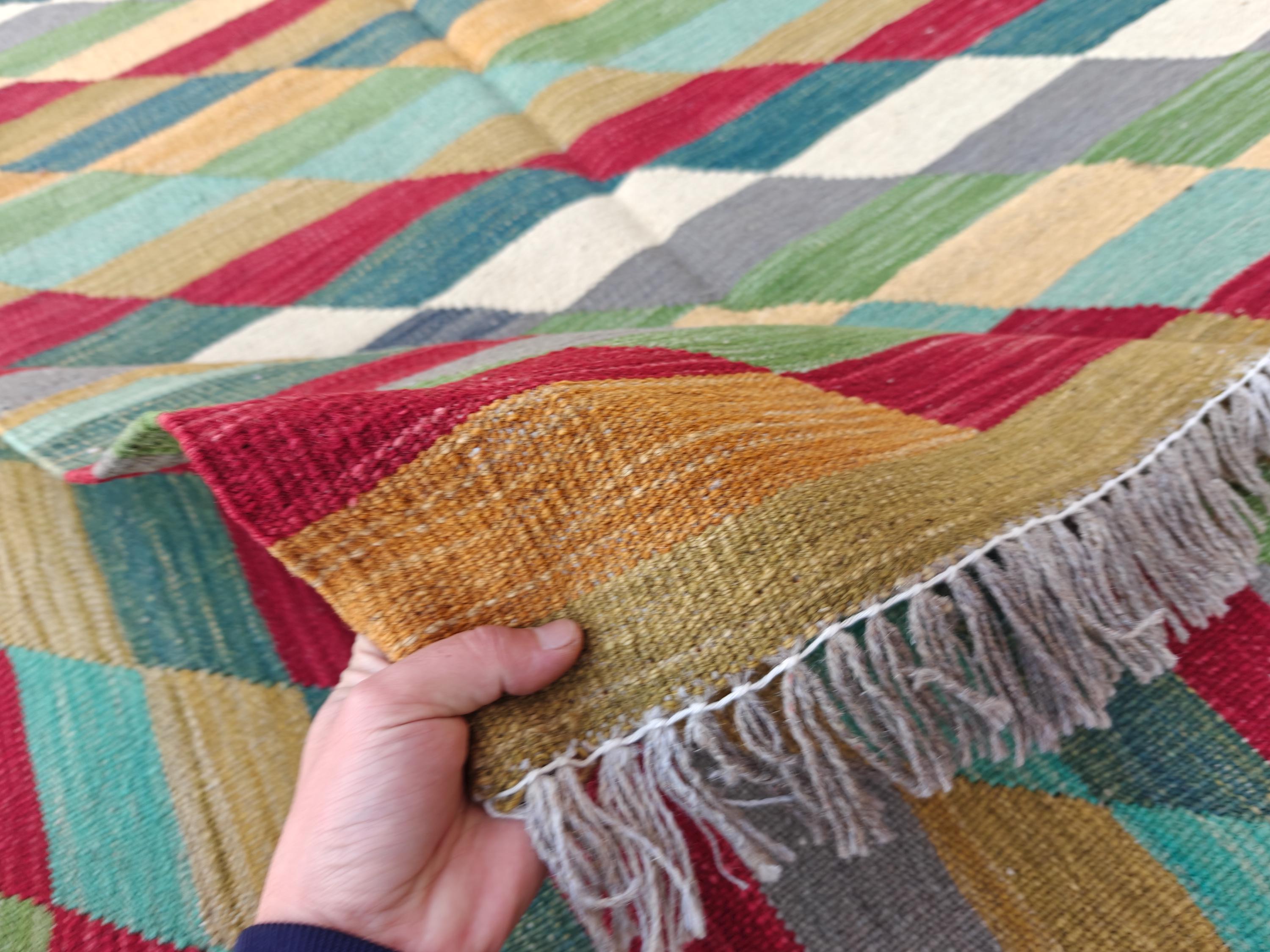 6x8 Handwoven Tribal Afghan Kilim, Colorful Area Rug, Rugs For Living Room, Bedroom Rug, Farmhouse Rug, Vintage Style Rug, 7.7x6.2 ft