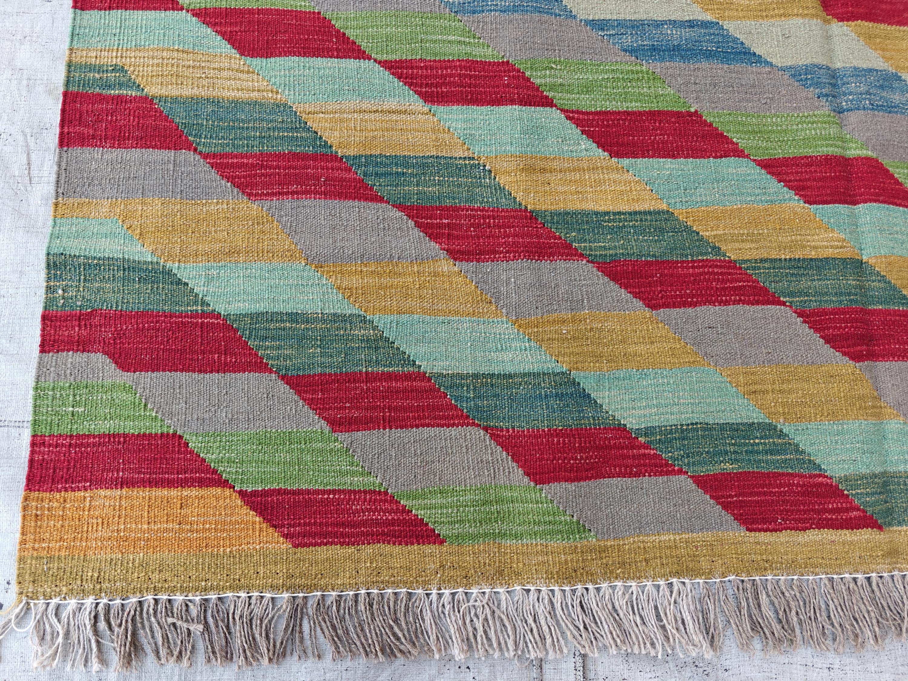 6x8 Handwoven Tribal Afghan Kilim, Colorful Area Rug, Rugs For Living Room, Bedroom Rug, Farmhouse Rug, Vintage Style Rug, 7.7x6.2 ft