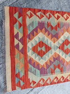 16ft, Handmade Afghan Chobi Kilim Hallway Runner- Boho Entryway Rug, Long Narrow Doorway Rug, Large Area Rug, Natural Wool, Durable 487x81cm