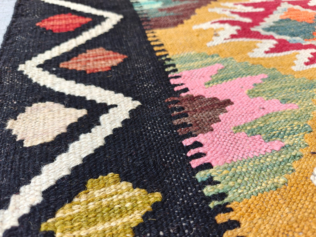 Afghan Kilim Runner Rug – 10ft Turkmen Traditional Handwoven Wool Carpet – Hallway, Entryway, Stair or Long Narrow Area Rug–Tribal Flatweave