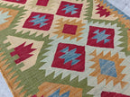 Afghan Kilim Long Runner Rug – 15.3x2.6 ft Handmade Wool Hallway Rug – Vintage Farmhouse Style Carpet for Entryway, Living Room, 467x82 cm