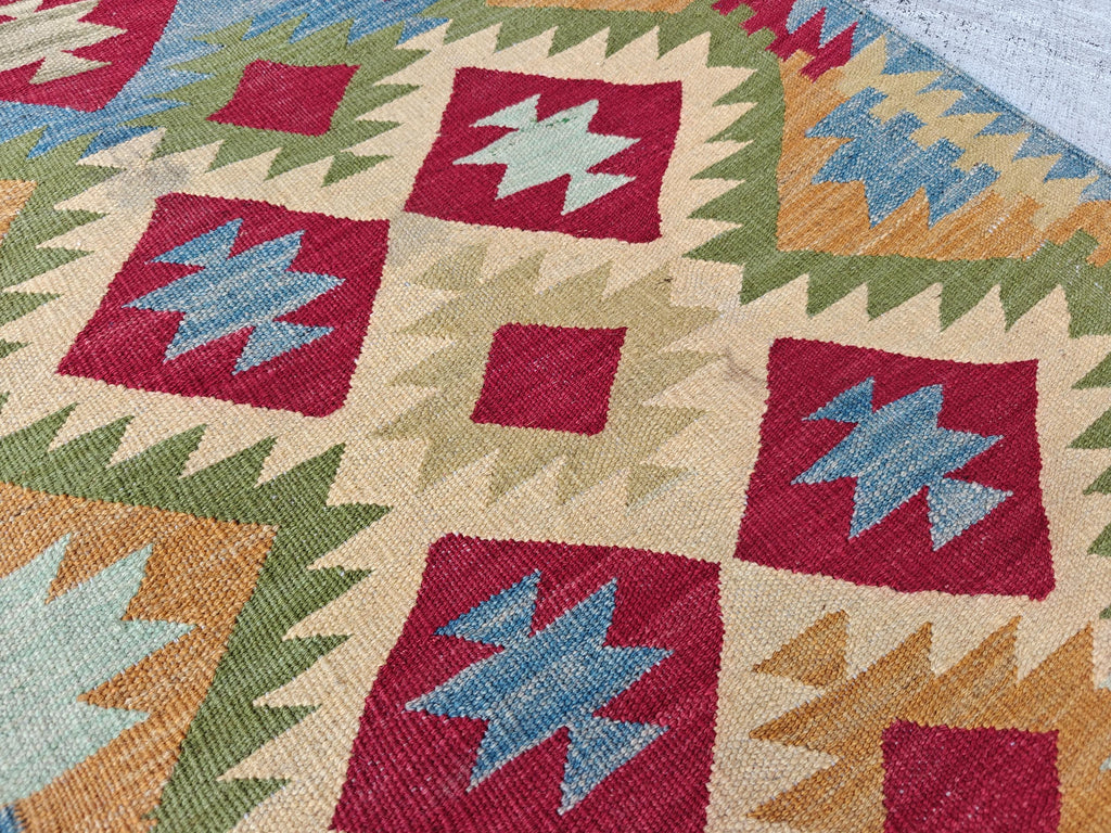 Afghan Kilim Long Runner Rug – 15.3x2.6 ft Handmade Wool Hallway Rug – Vintage Farmhouse Style Carpet for Entryway, Living Room, 467x82 cm