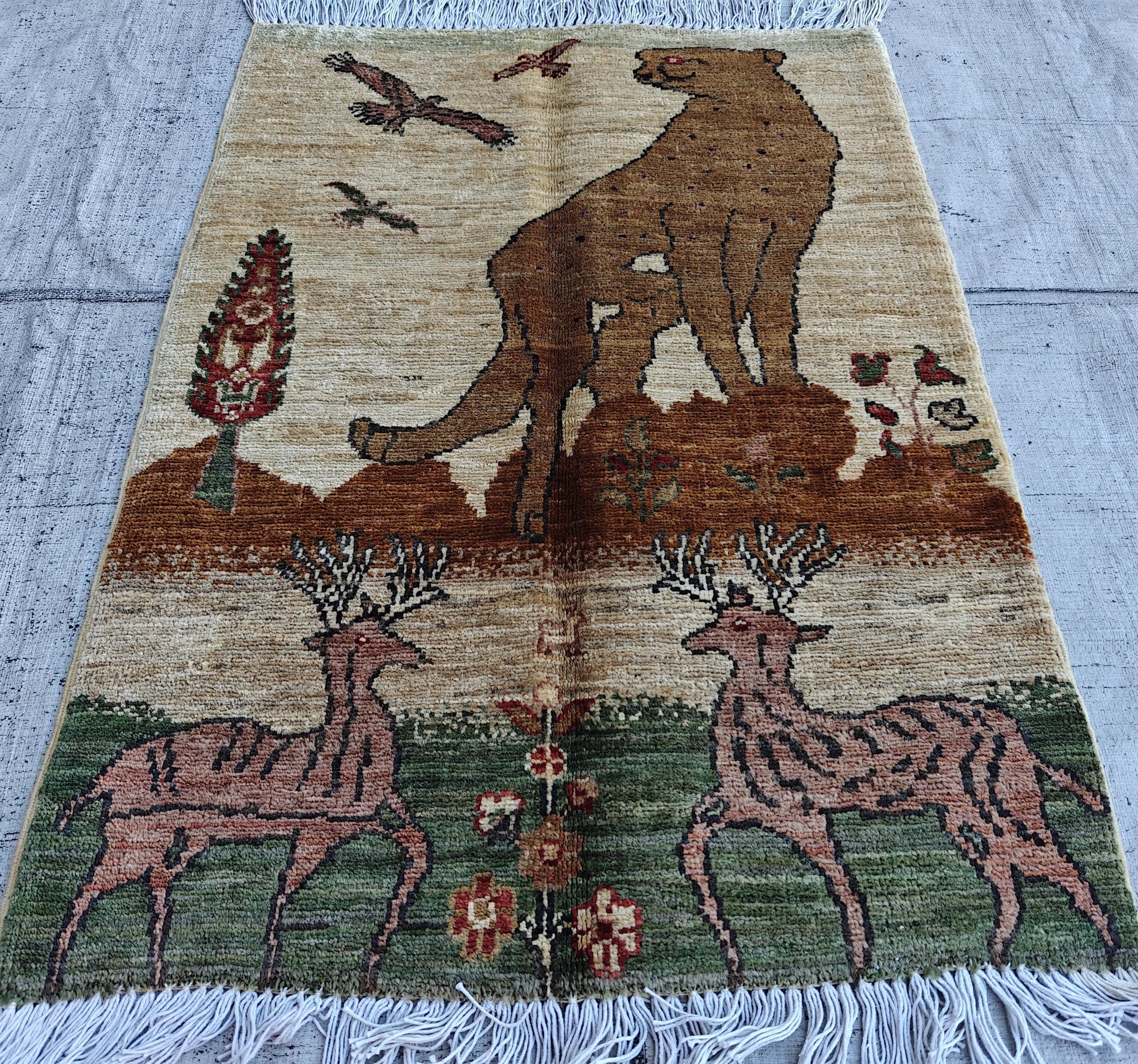 2.9x2.1 ft Handmade Chobi Rug- Vintage Wool Entryway Mat, Bohemian Small Area Carpet, Wall Hanging Rug, Hallway Short Rug