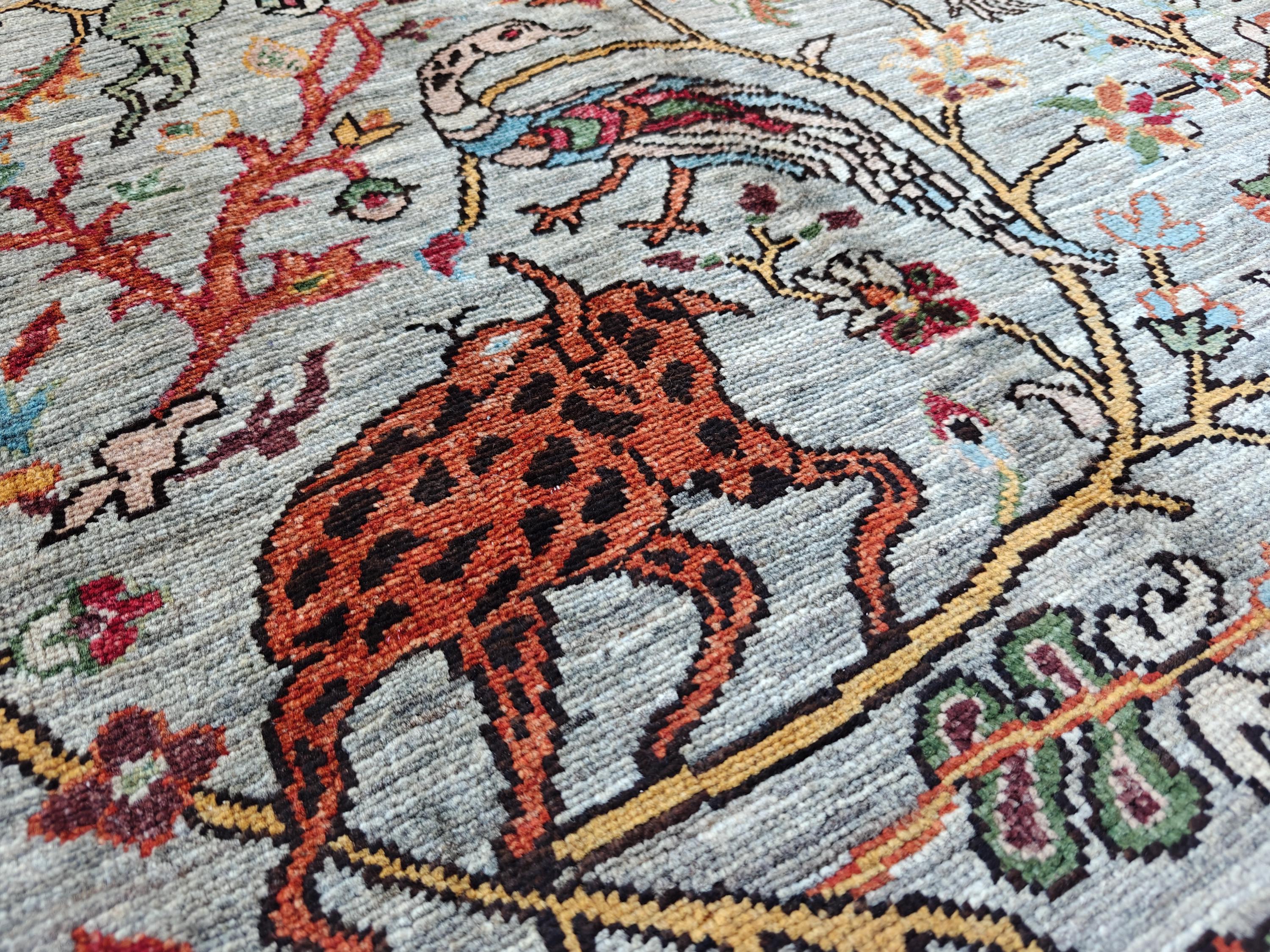 8x9 Hunter Rug Handmade Chobi - Wool Area Carpet, Rustic Living Room Decor, Boho Home Decor, Bedroom, Dining room Rug, 9.3x8.1 ft