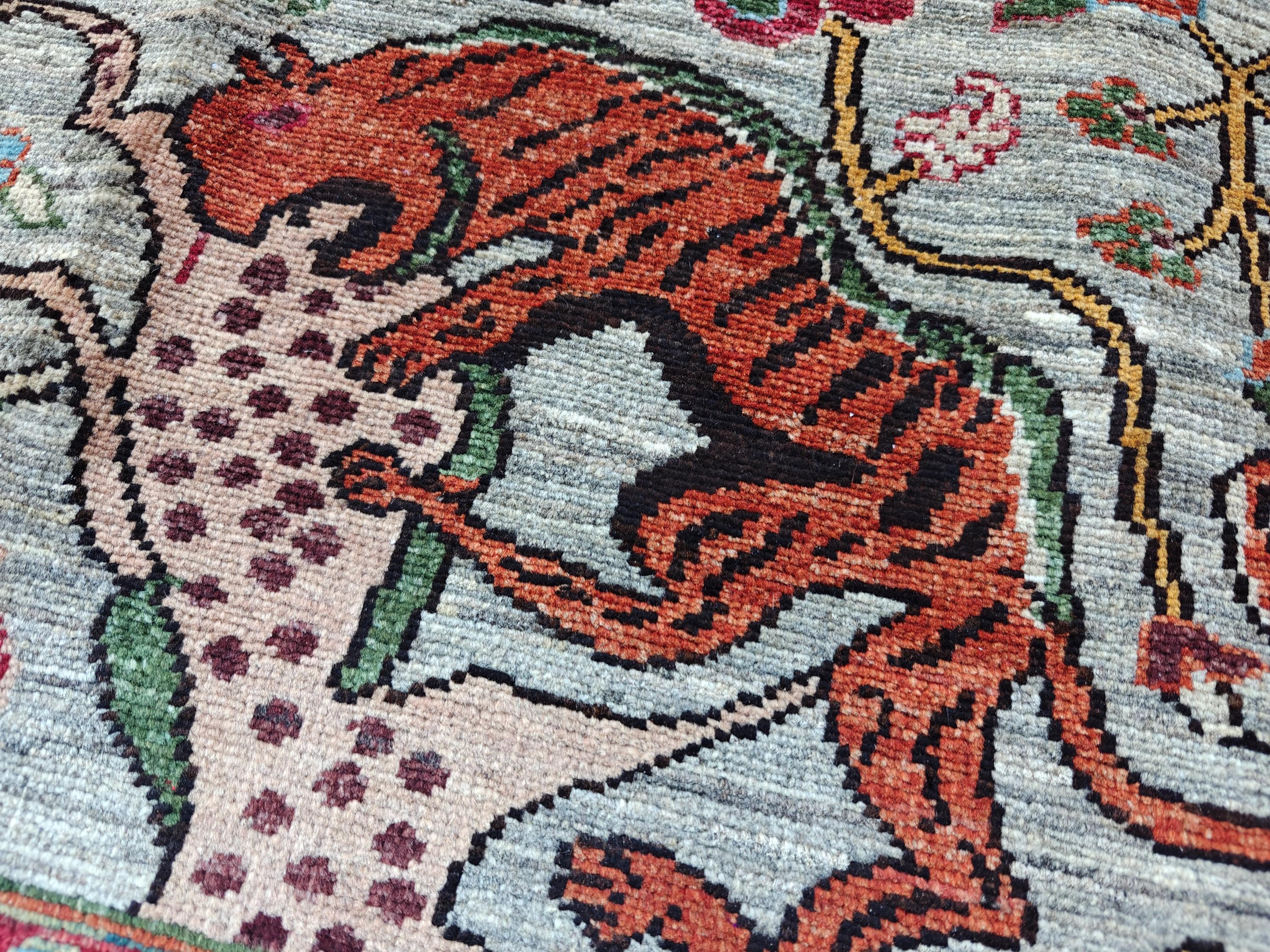 8x9 Hunter Rug Handmade Chobi - Wool Area Carpet, Rustic Living Room Decor, Boho Home Decor, Bedroom, Dining room Rug, 9.3x8.1 ft