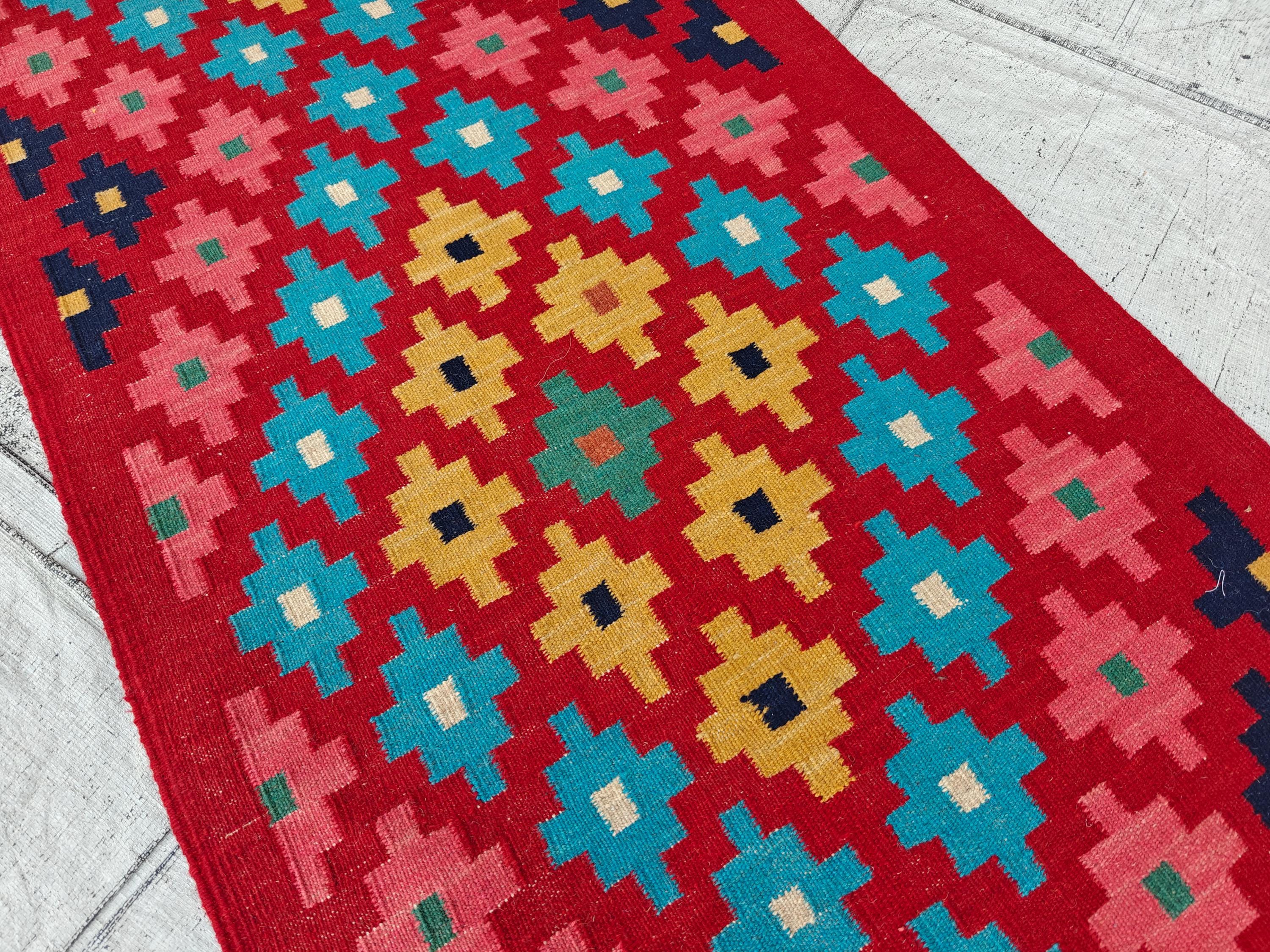 2x13Ft Afghan Kilim Runner – Handmade Tribal Wool Hallway Rug | Long Narrow Entryway or Kitchen Runner | Vintage Boho Home Decor 392x79cm