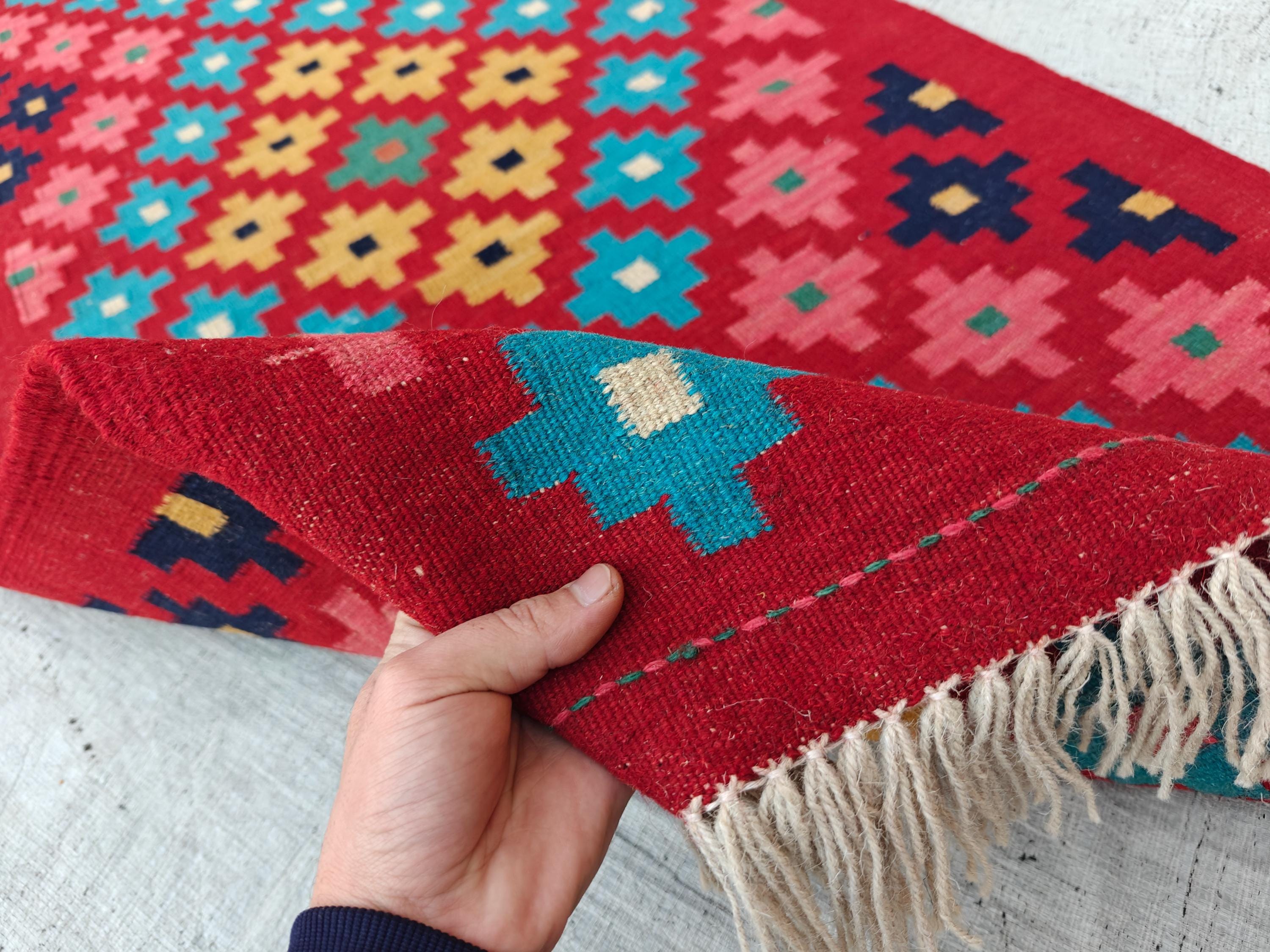 2x13Ft Afghan Kilim Runner – Handmade Tribal Wool Hallway Rug | Long Narrow Entryway or Kitchen Runner | Vintage Boho Home Decor 392x79cm
