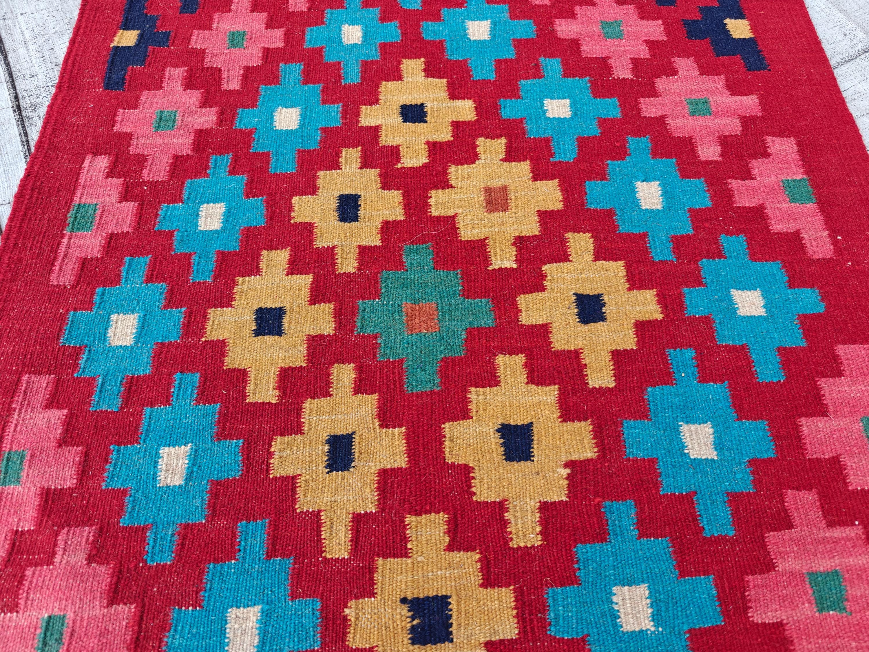 2x13Ft Afghan Kilim Runner – Handmade Tribal Wool Hallway Rug | Long Narrow Entryway or Kitchen Runner | Vintage Boho Home Decor 392x79cm