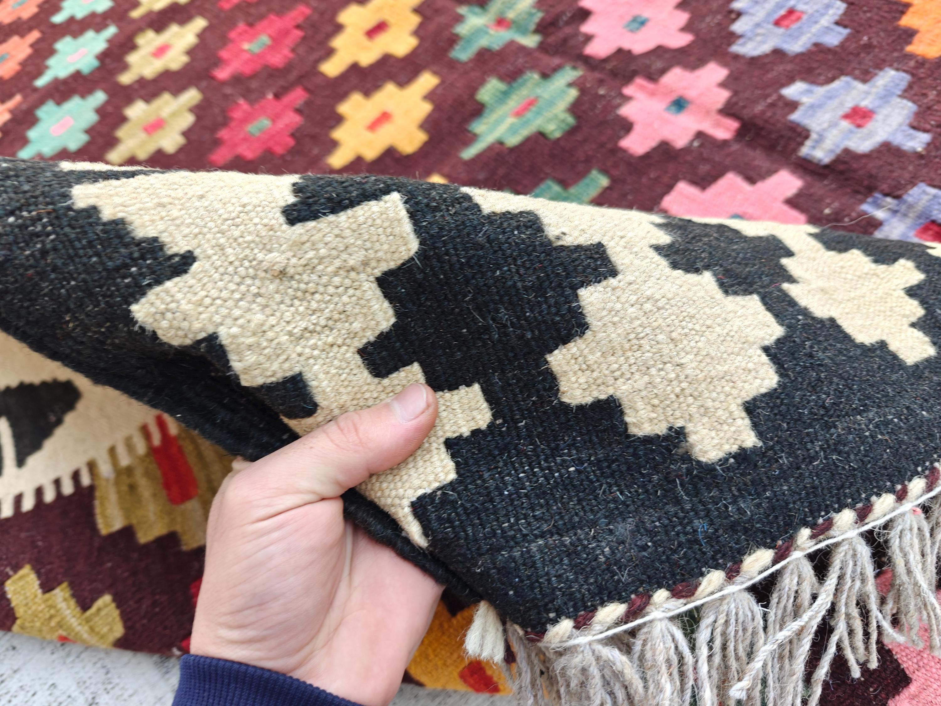 5x8Ft, Multicolor Afghan Kilim Rug – Handmade Tribal Wool Area Rug | Natural Dyed Farmhouse & Living Room Decor | Large Boho Decorative Rug