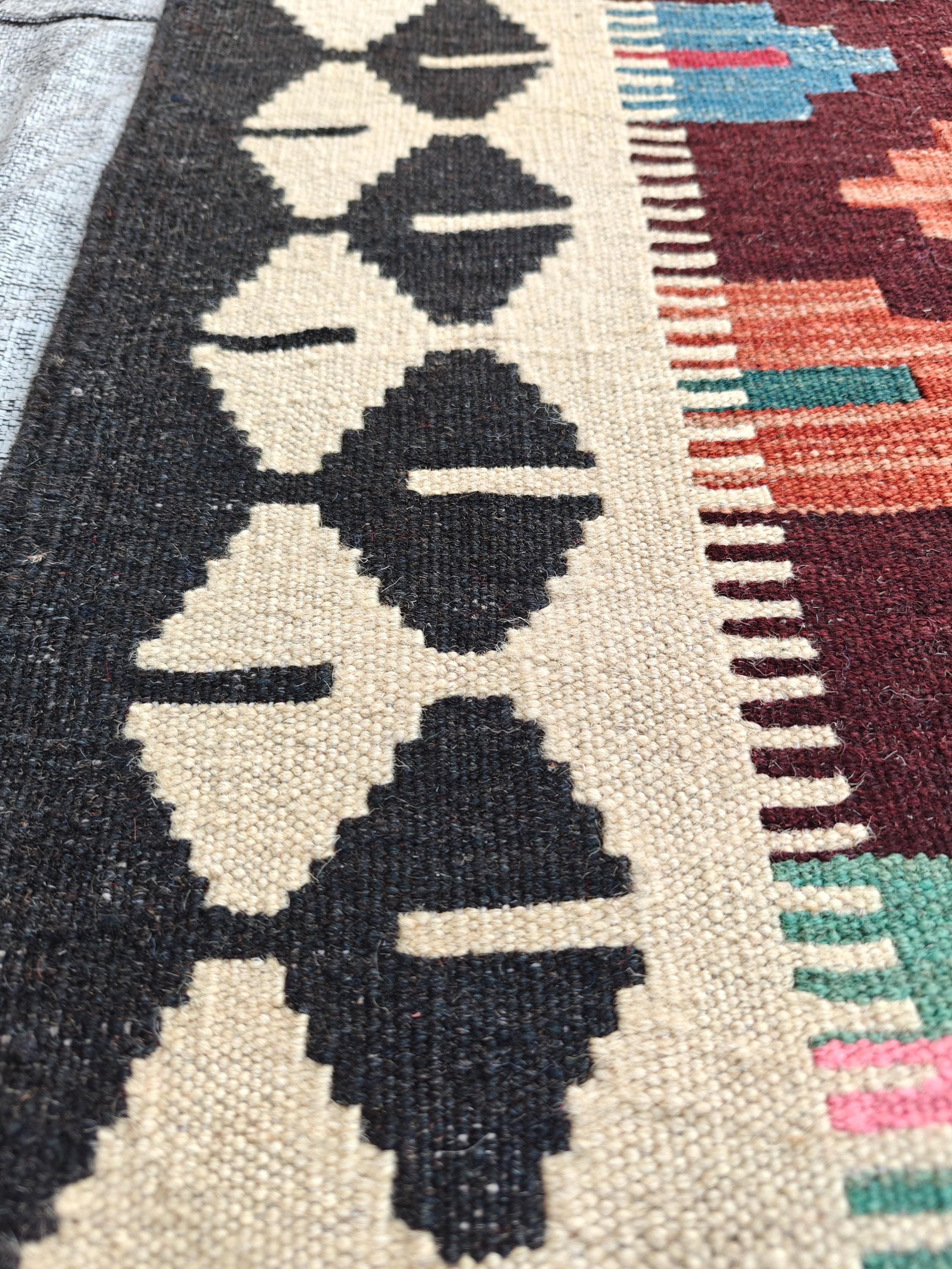 5x8Ft, Multicolor Afghan Kilim Rug – Handmade Tribal Wool Area Rug | Natural Dyed Farmhouse & Living Room Decor | Large Boho Decorative Rug