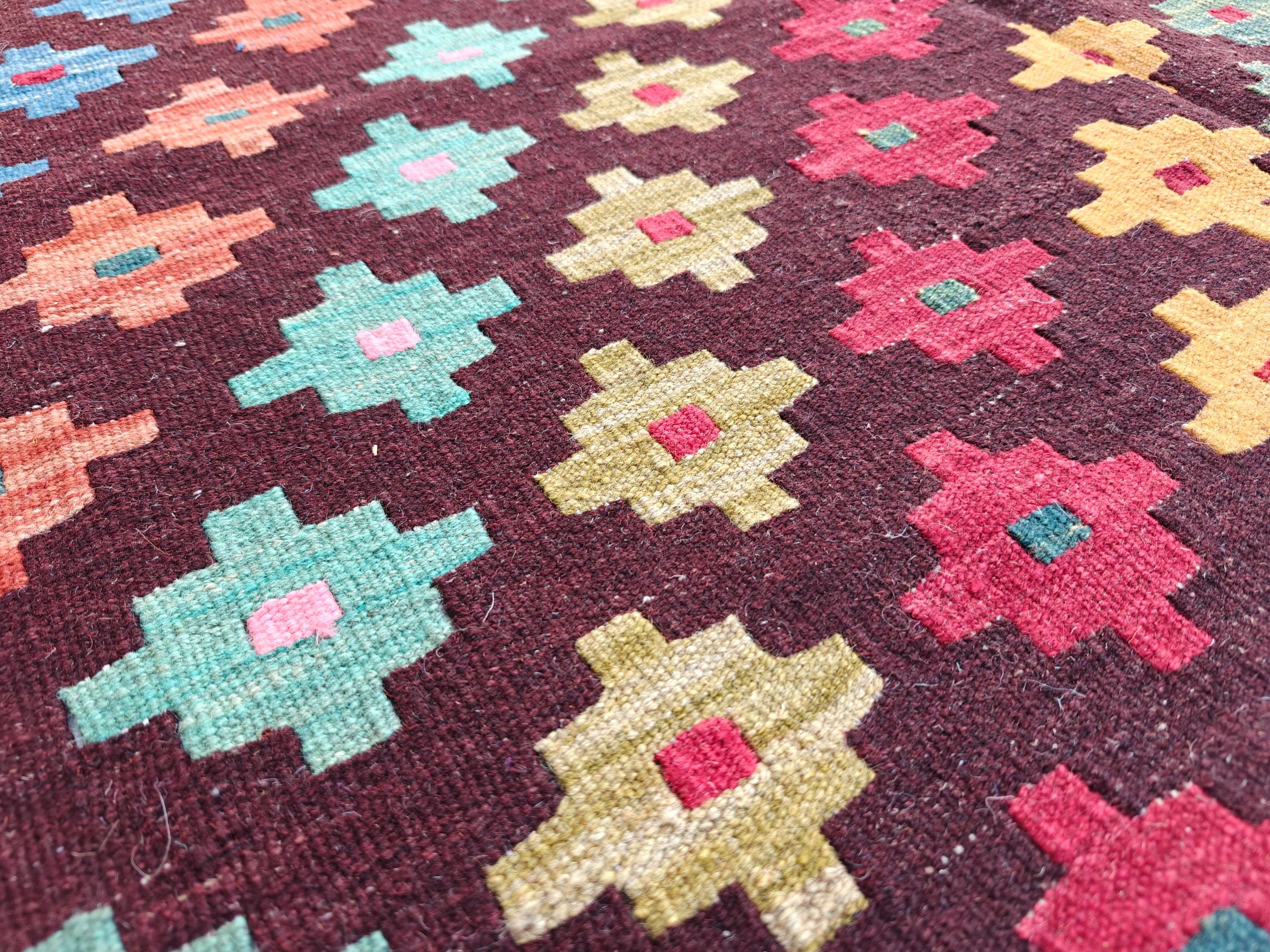 5x8Ft, Multicolor Afghan Kilim Rug – Handmade Tribal Wool Area Rug | Natural Dyed Farmhouse & Living Room Decor | Large Boho Decorative Rug