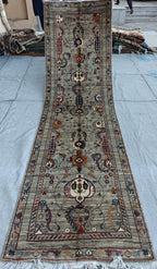 Handmade 9.8x2.7 ft Chobi Runner - Afghan Wool Rug, Tribal Hallway Carpet, Elegant Vintage Decor, Entryway Rug, Long Narrow Rug