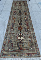 Handmade 9.8x2.7 ft Chobi Runner - Afghan Wool Rug, Tribal Hallway Carpet, Elegant Vintage Decor, Entryway Rug, Long Narrow Rug