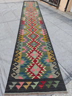 16x3 Handmade Traditional Kilim Afghan Runner, Hallway Runner, Entryway Rug, Long Narrow Rug, Wool Rug, Rugs For Living Room 15.9x2.6