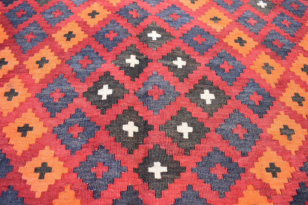 9x13 Authentic Vintage Kilim Rug Handwoven Afghan Wool Carpet for Living Room, Bedroom, or Dining Area, Farmhouse Rug